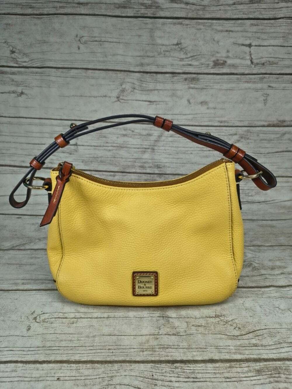 Dooney & Bourke Yellow Small Kiley Hobo Pebbled Leather Shoulder Bag